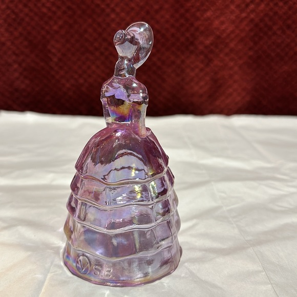 Summit Art Glass Melanie Southern Belle Lady Pink Carnival Iridescent Figurine - Picture 6 of 14